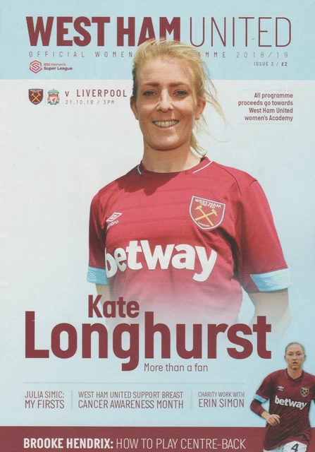 * 2018/19 - West Ham Women Home Programmes - Choose From List *