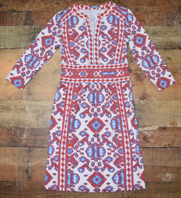 BEAUTIFUL J. McLAUGHLIN CATALINA CLOTH Dress Size XS Long Sleeve Red White Blue
