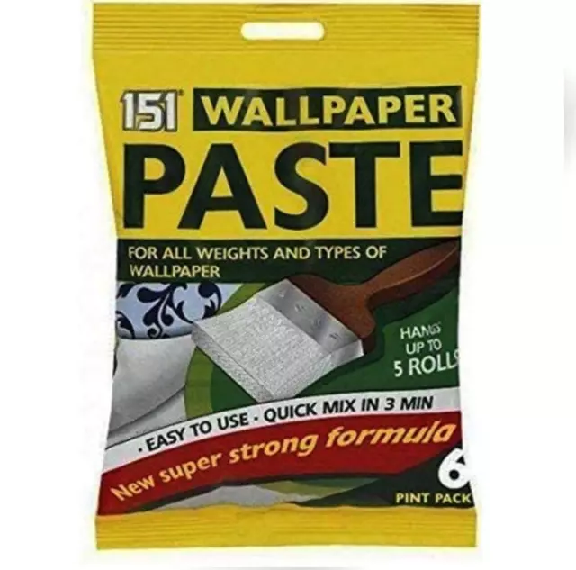 6 Pint Wall Paper Roll Wallpaper Paste Super Strong Stick Quick Adhesive -5 Roll