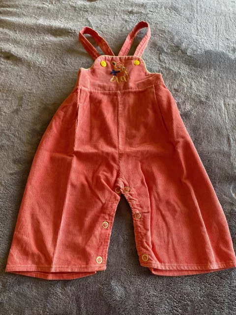 Vintage 1950s Baby Outfit Corduroy Overalls For 1yr Old With Lamb Design Rare!