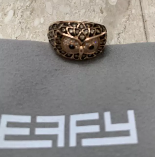 EFFY FINE JEWELRY preowned 14K Rose Gold Diamond Owl Ring perfect ...