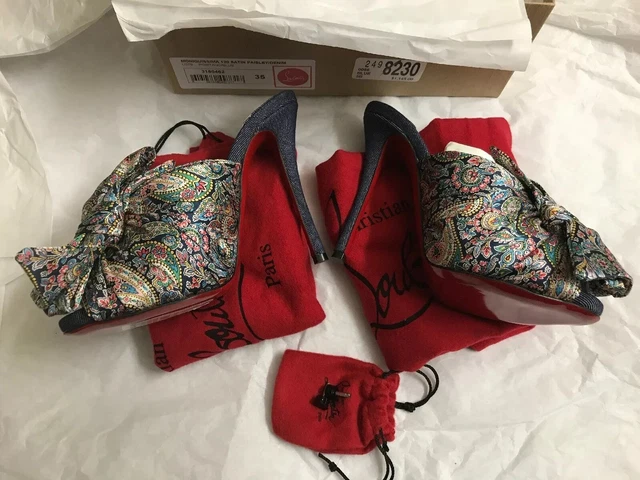 Christian louboutin moniquissima paisley top red sole slide sandal