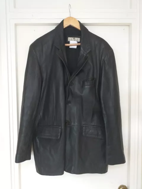 Pierre Balmain XL Leather Jacket 44/46 Black Vintage Retro