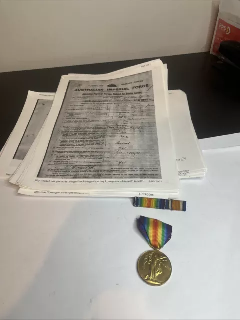 WW1 Australian Victory Medal Pte W.J. CRUTCH 3 BN A.I.F. with history Albury NSW