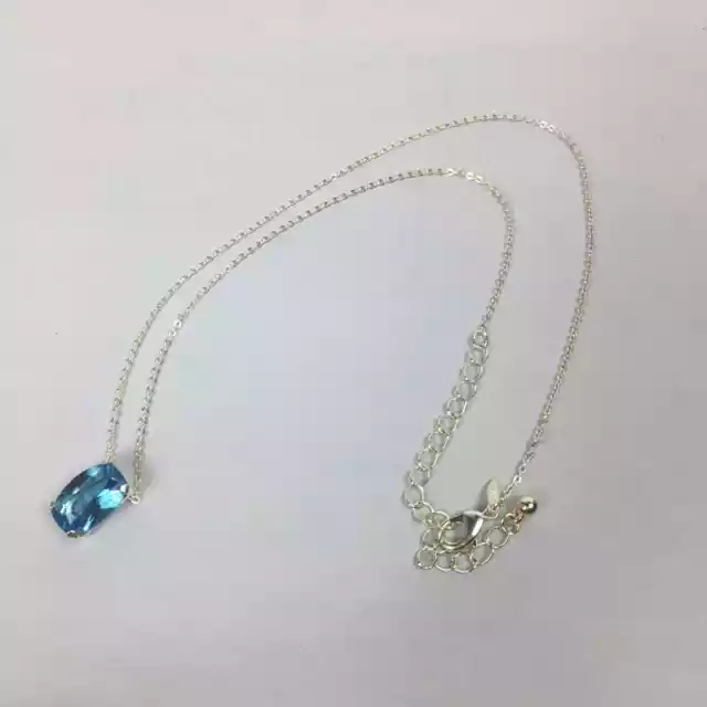 VINTAGE AVON FAUX Topaz Blue Silver Tone Pendant Necklace $16.75 - PicClick