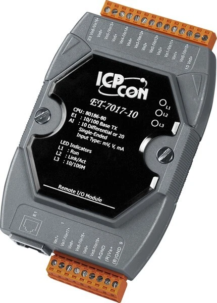 ICP CON ET-7017-10 Data Acquisition Ethernet I/O Module with 10/20-ch AI