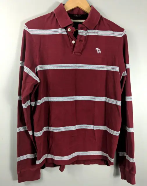 ABERCROMBIE & FITCH Mens Red Striped Muscle Fit Long Sleeve Shirt, Size ...