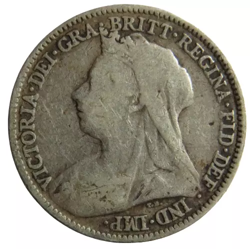 1898 Queen Victoria Silver Sixpence Coin - Great Britain