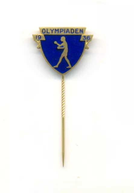 1936 Berlin Olympic Games Sweden NOC Boxing Team pin badge gild enamel