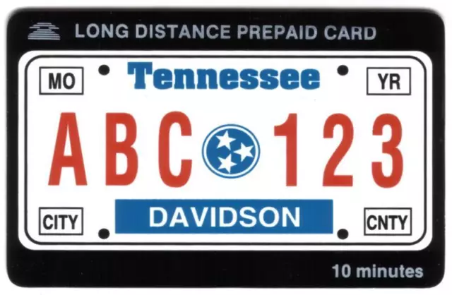 10m Tennessee Nummernschild Handy Karte: (Blau & Weiß) Gebraucht Handy Karte