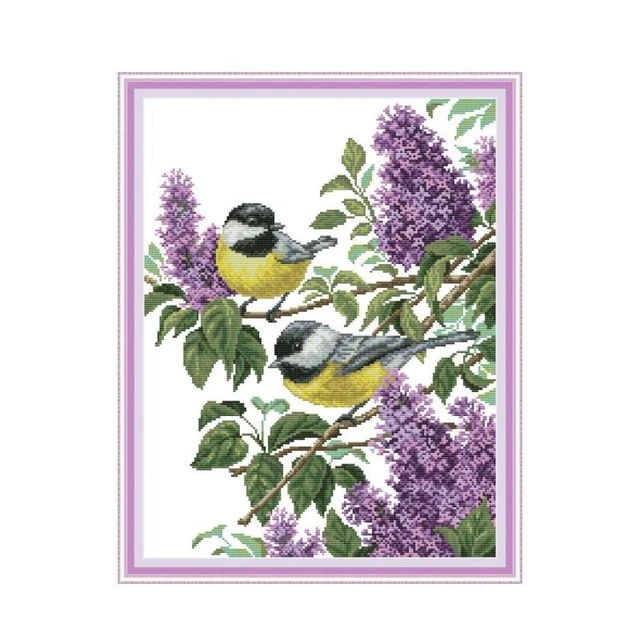 Aves Animales Plantas Bordado Lienzos Puntos de Cruz Kit Accesorios Lona Hágalo usted mismo