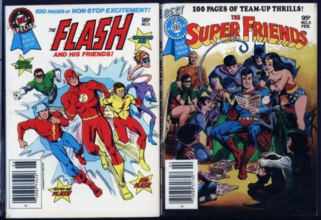 Flash, Super Friends PAIR UNREAD DC Blue Ribbon Digest PB Books 1979 JLA Lantern