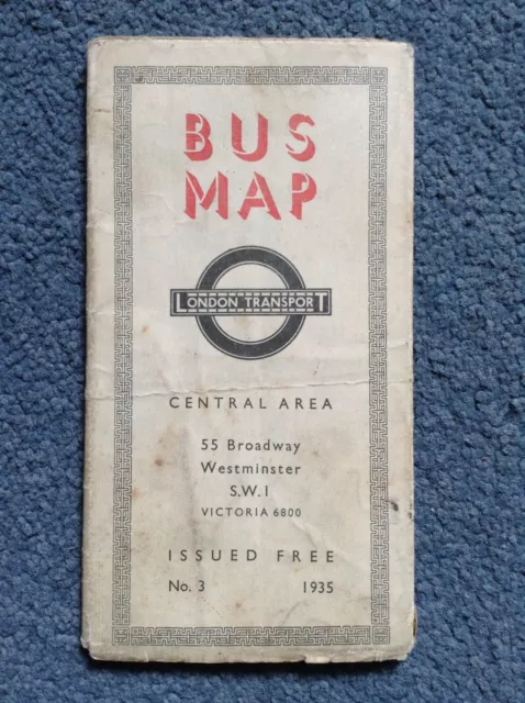 London Transport Bus Map Central Area No 3 - 1935   But regretfully scruffy