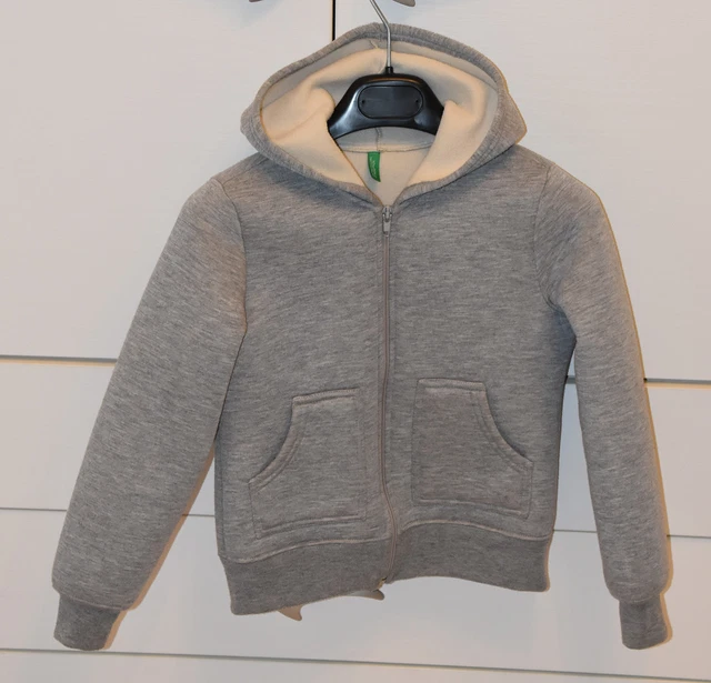 GIUBBETTO FELPA BENETTON GRIGIO UNISEX TAGLIA 7 8 ANNI 130cm EUR