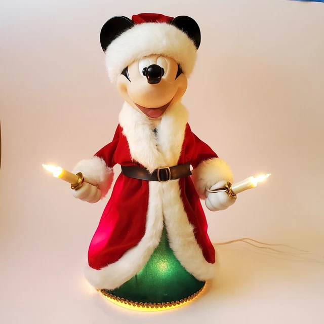 VINTAGE DISNEY CHRISTMAS Santa Mickey Mouse Lighted Tree Topper 12