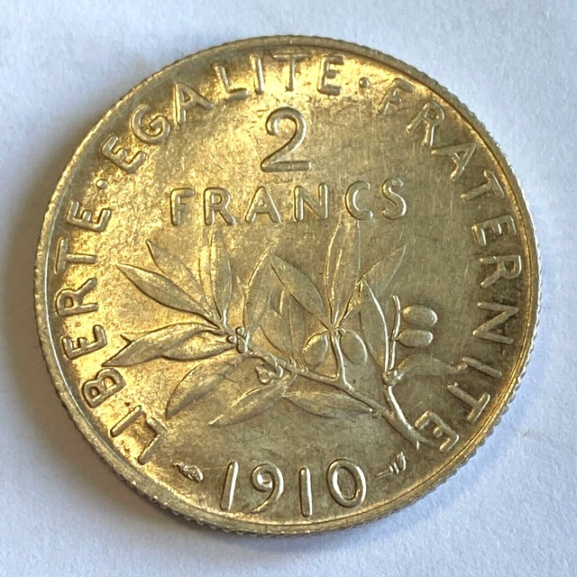 #7842 - 2 francs 1910 Semeuse en argent SUP/SPL RARE QUALITE