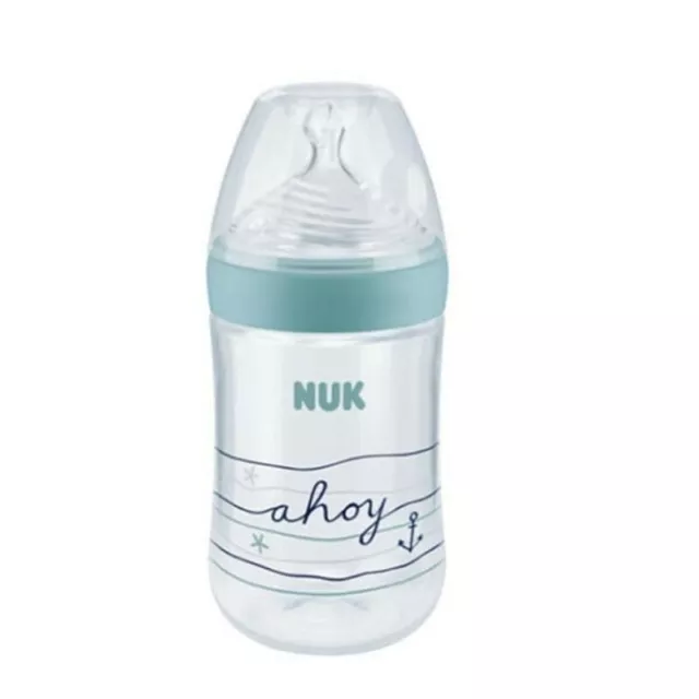 NUK Nature Sense Babyflasche Silikon-Trinksauger, BPA-frei, Größe M, 260ml, blau