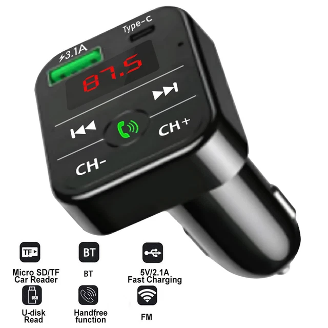 CAR WIRELESS BLUETOOTH FM Transmitter MP3 Player USB TypeC Fast