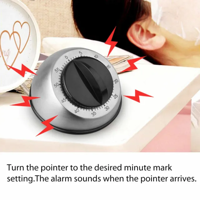 60-Minute Mechanical Timer,  Long Ring Bell Alarm Loud Kitchen Cooking Wind Up