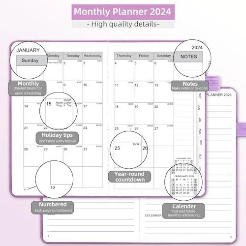PLANNER 2024, AT a Glance 2024 Calendar 12 Monthly A6 (4" x 6.3