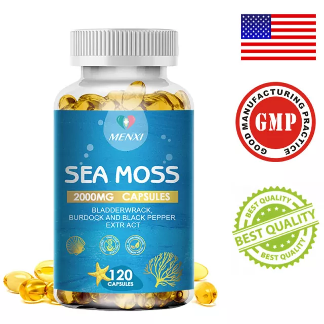 Natural Isish Sea Moss Capsules 2000MG - Burdock Root,Bladderwrack Immune Health