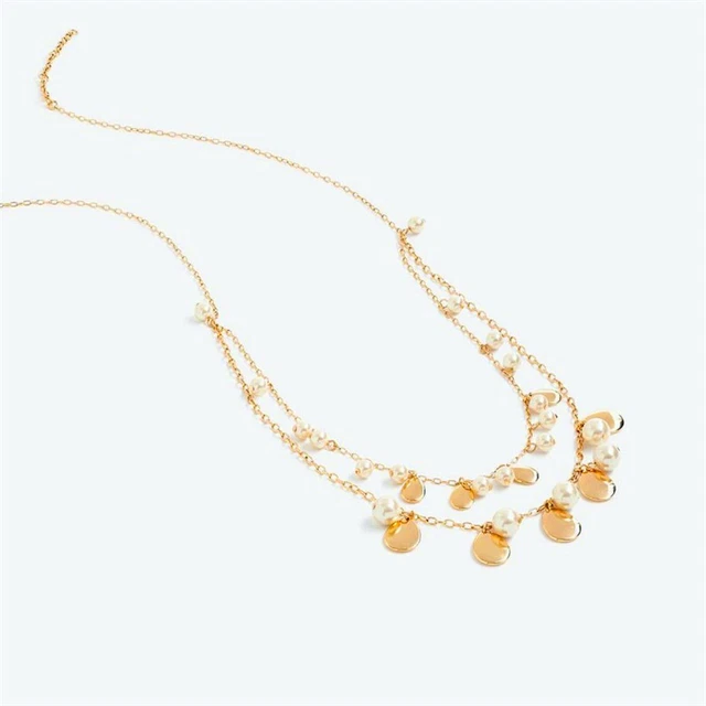 J.Crew Faux Pearl Multi Strands Necklace Gold*Elegant*:D