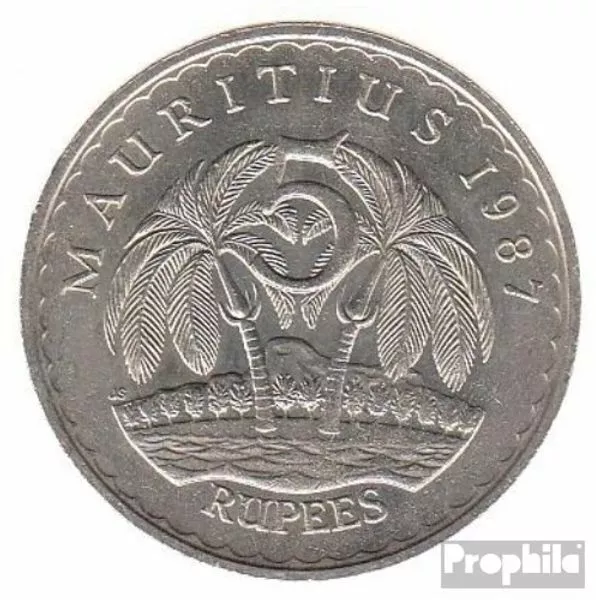 Mauritius KM-Nr. : 56 1987 sehr schön Kupfer-Nickel 1987 5 Rupien Ramgoolam