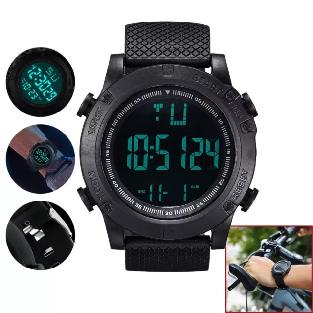 Waterproof Digital Sports Watch Military Tactical LED Backlight Wristwatch Men