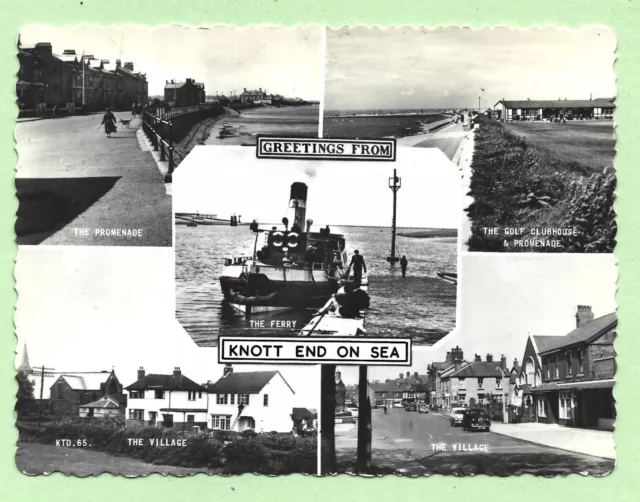 [A445] Lancashire R/P Large 10.4 x 14.0cm Postcard Greetings Knott End On Sea