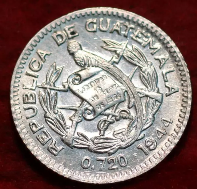 Uncirculated 1944 Guatemala 5 Centavos Silver Foreign Coin