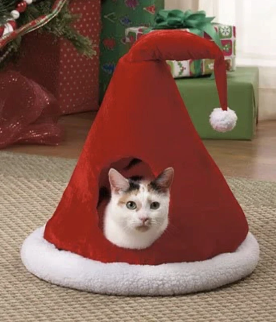 Dog Or Cat Pet Cave Bed  Christmas Santa Hat New With Tags Sealed 2