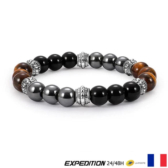 Bracelet Homme Articulé Acier Et Silicone Noir - Ascalido - Neuf Avec étiquettes