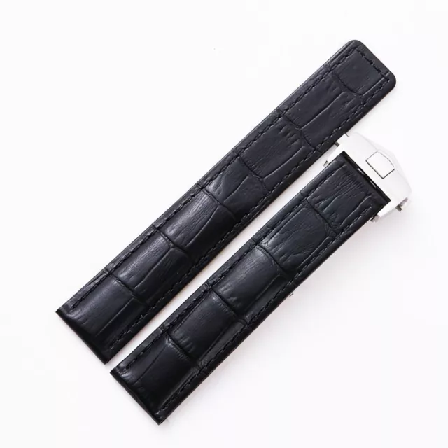 20mm Black Leather Strap Watch Band With Clasp Made For IWC PORTOFINO IW356502 3