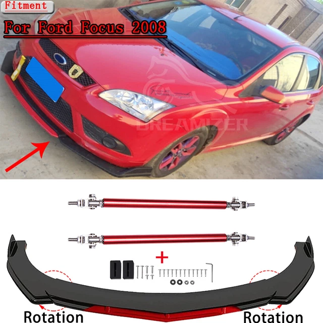 For Ford Focus RS ST MK2 MK3 MK7.5 Front Bumper Lip Spoiler Splitter + Strut Rod