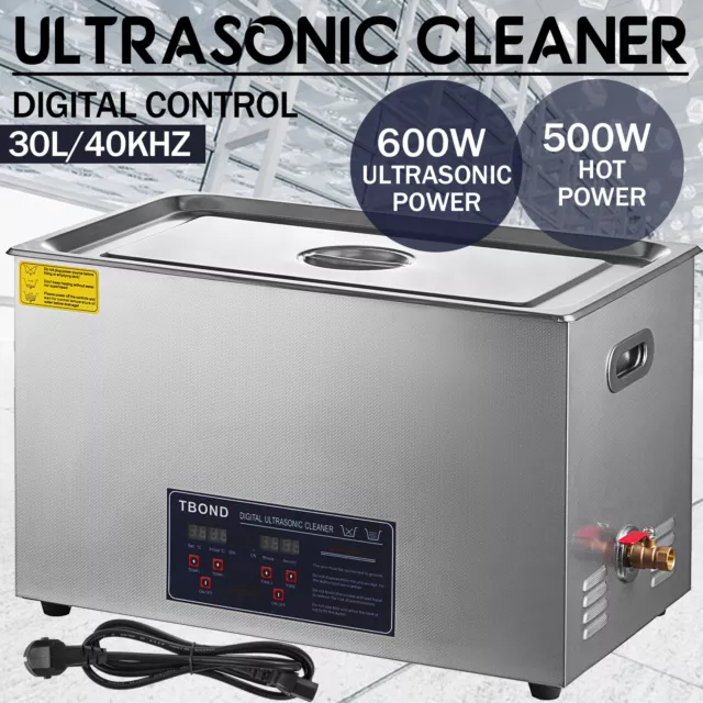 30L Industry Digital Ultrasonic Cleaner Stainless Steel Heated Heater w/Timer