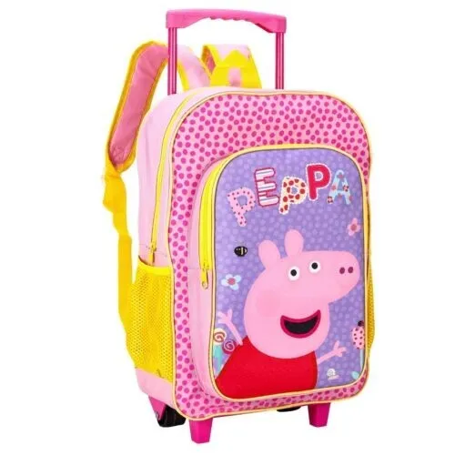 Zaino trolley pieghevole su ruote Peppa Pig deluxe bagagliaio cabina bambini ragazze rosa
