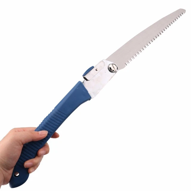 Sierra de mano plegable de 3 lados dientes anti-saltos poda manual portátil