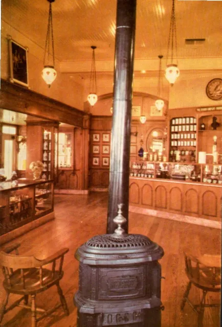 Upjohn's Old-Fashioned Drugstore in Disneyland, Pot Bellied Stove Postcard 3839