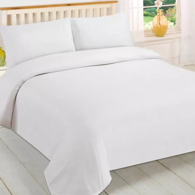 Brentfords Plain White Duvet Cover and Pillowcase Bedding Set Single Double King