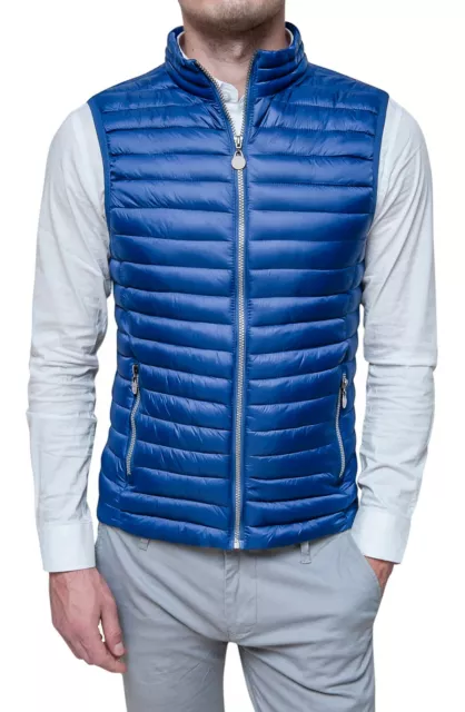 GIUBBOTTO PIUMINO UOMO CASUAL SMANICATO GILET BLU CHIARO SLIM FIT da S a 3XL