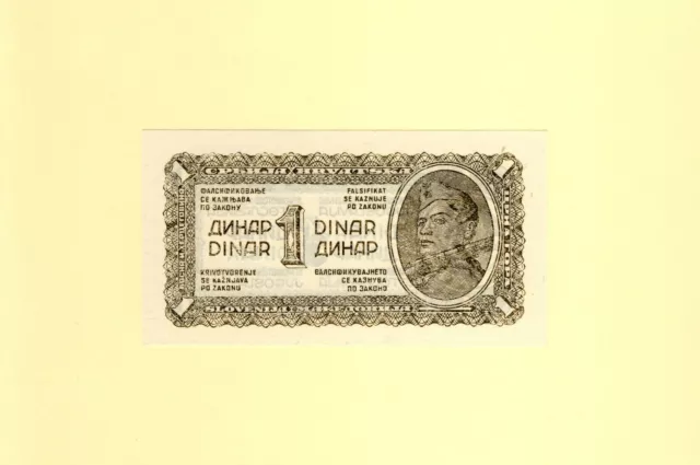 YUGOSLAVIA 1 DINAR 1944 P-48a UNC DEMOKRATSKA FEDERATIVNA JUGOSLAVIJA 1