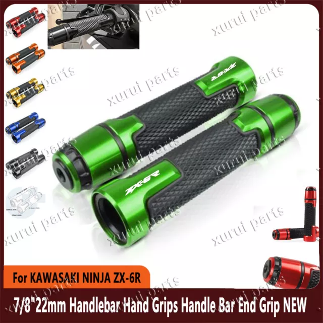 For KAWASAKI NINJA ZX-6R 7/8"22mm Handlebar Hand Grips Handle Bar End Grip NEW