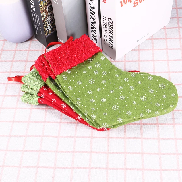6 piezas Medias de Navidad Chimenea Regalo de Navidad Calcetines Bolsas Rojo