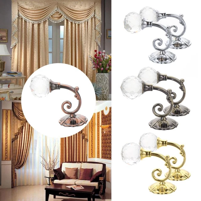 European Style Curtain Holdbacks Wall Tie Backs Hooks Hanger Metal Crystal