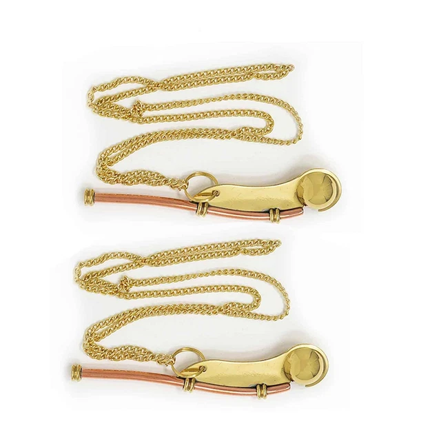 Five Oceans Solid Brass Bosun Boatswain Whistle Keychain, Pair FO2224-M2