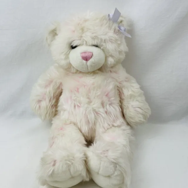 BUILD A BEAR Teddy Bear White Cuddles with Pink Splotches Stuffed 40cm