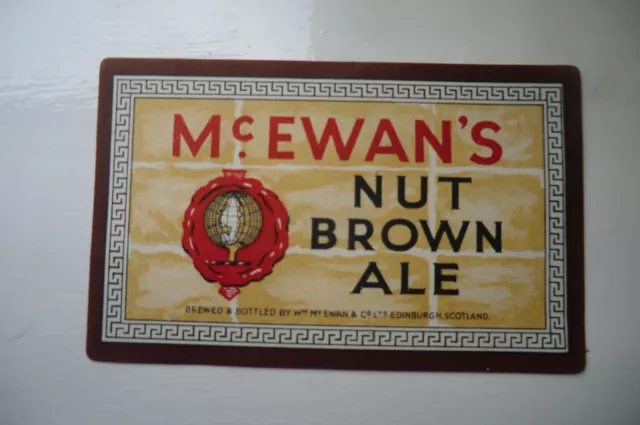 MINT McEWAN EDINBURGH NUT BROWN ALE BREWERY BEER BOTTLE LABEL