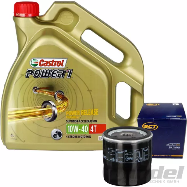 4L CASTROL POWER-1 4T MOTORRAD ÖL 10W-40 MA-2+ÖLFILTER für HONDA KAWASAKI YAMAHA