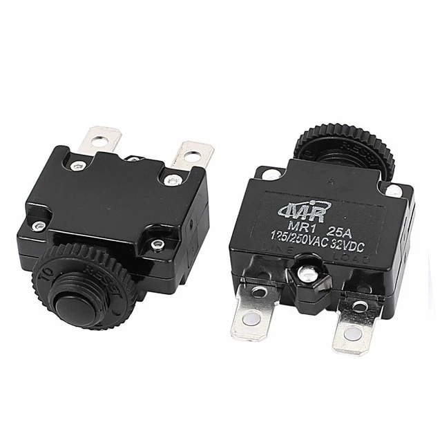 AC 125V/250V 25A Bouton Réinitialiser disjoncteur protecteur de surcharge 2pcs