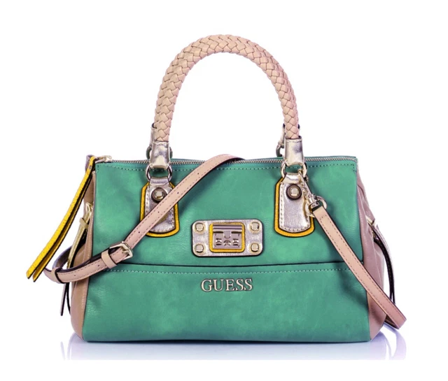 GUESS TELOS Small Satchel Emerald, Bolso Mujer Bolso de Mano con Asas